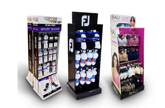 Low MOQ Affordable Cardboard Display Rack for Retail Clothing Shops: Turning Display for Socks and U