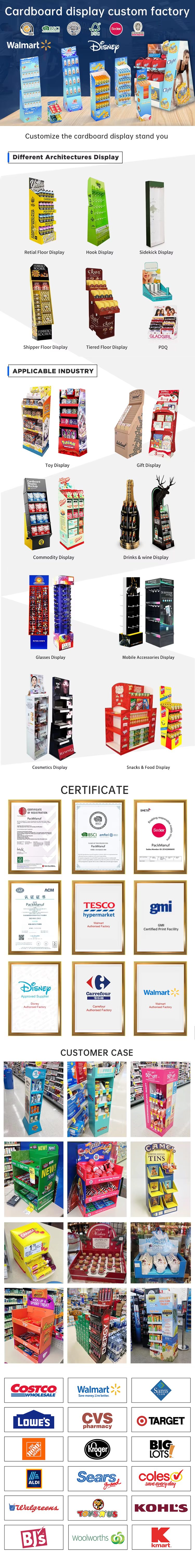 Cardboard display stands for promoting home and kitchen products