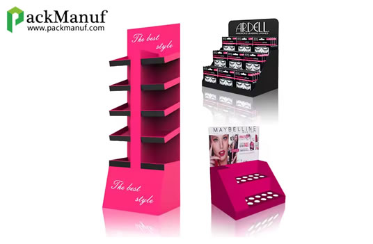 Cosmetic Retail Store Corrugated Cardboard Display Stand for Nail Polish and Eyelashes