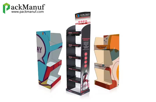 Customized Design Paper Cardboard POP Floor Stand for Beverage Water Bottle Displays